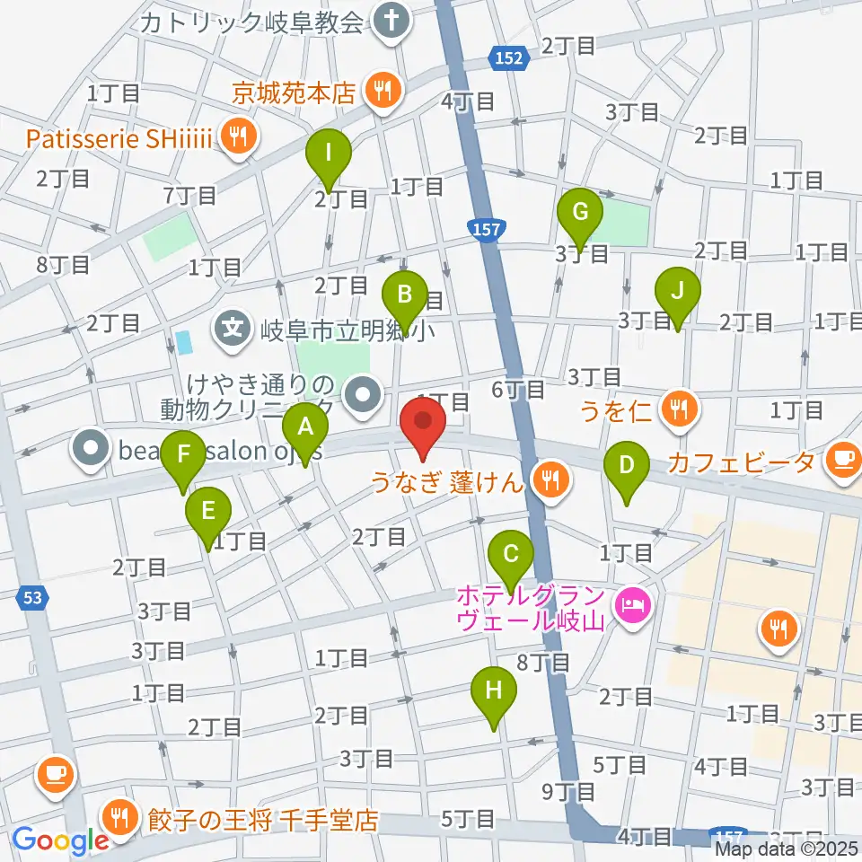 クララザール じゅうろく音楽堂周辺のカフェ一覧地図