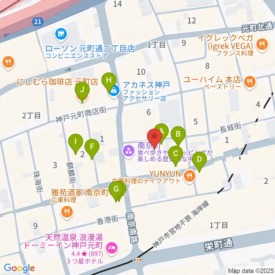 アルチザンハウス神戸周辺のカフェ一覧地図
