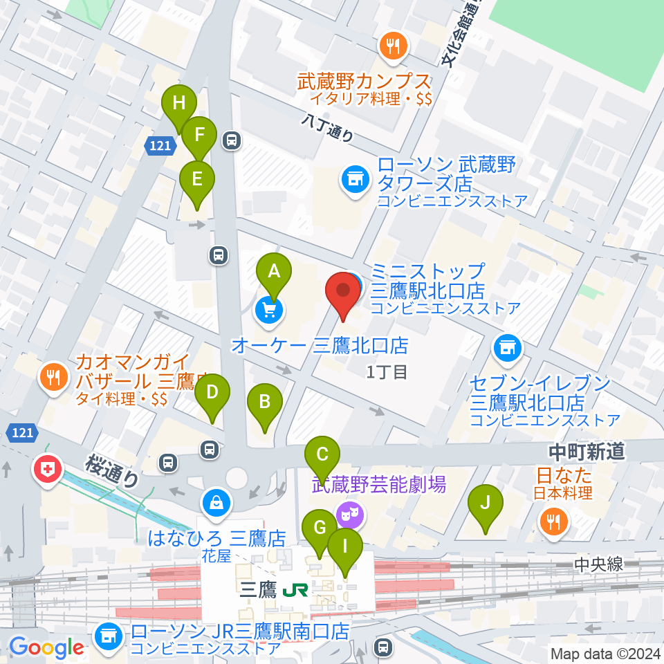 SONIDO II周辺のカフェ一覧地図