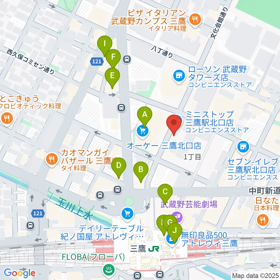 SONIDO II周辺のカフェ一覧地図