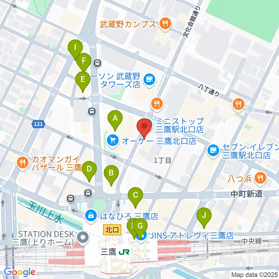 SONIDO II周辺のカフェ一覧地図
