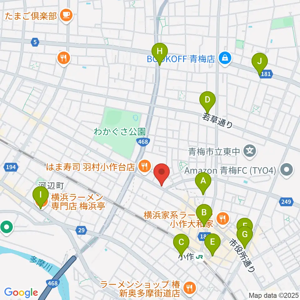 小作パーパス周辺のカフェ一覧地図