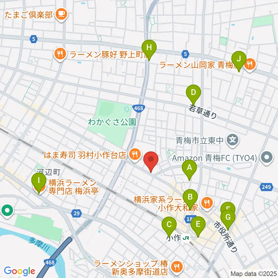 小作パーパス周辺のカフェ一覧地図