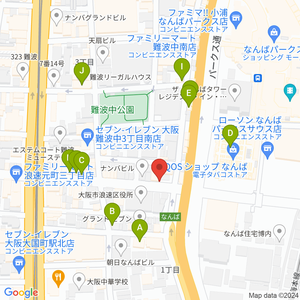 難波ベアーズ周辺のカフェ一覧地図
