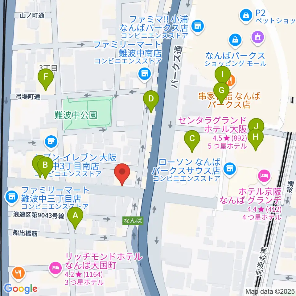 難波ベアーズ周辺のカフェ一覧地図