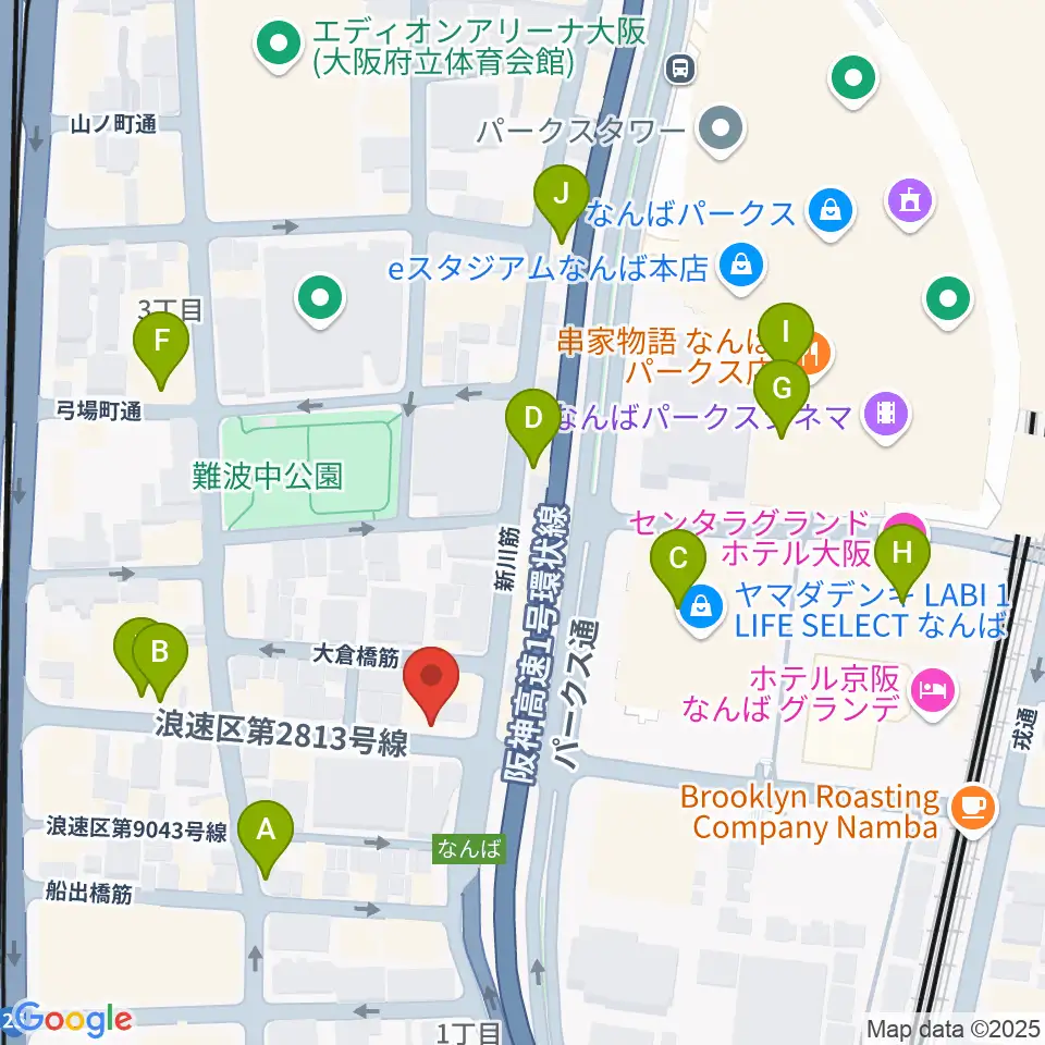 難波ベアーズ周辺のカフェ一覧地図
