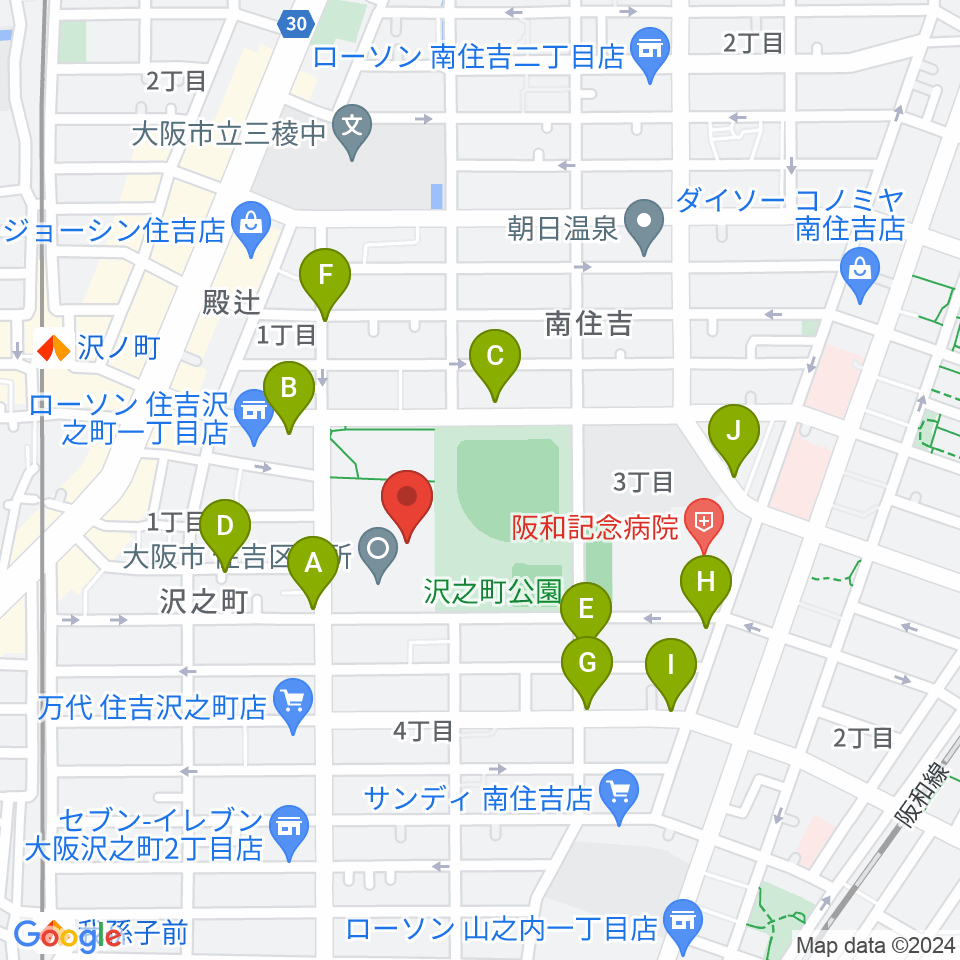 錦秀会 住吉区民センター周辺のカフェ一覧地図