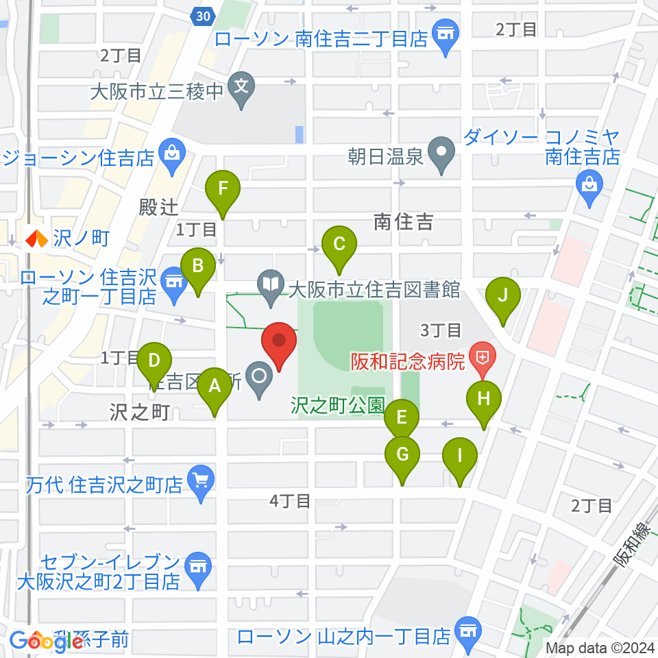 錦秀会 住吉区民センター周辺のカフェ一覧地図