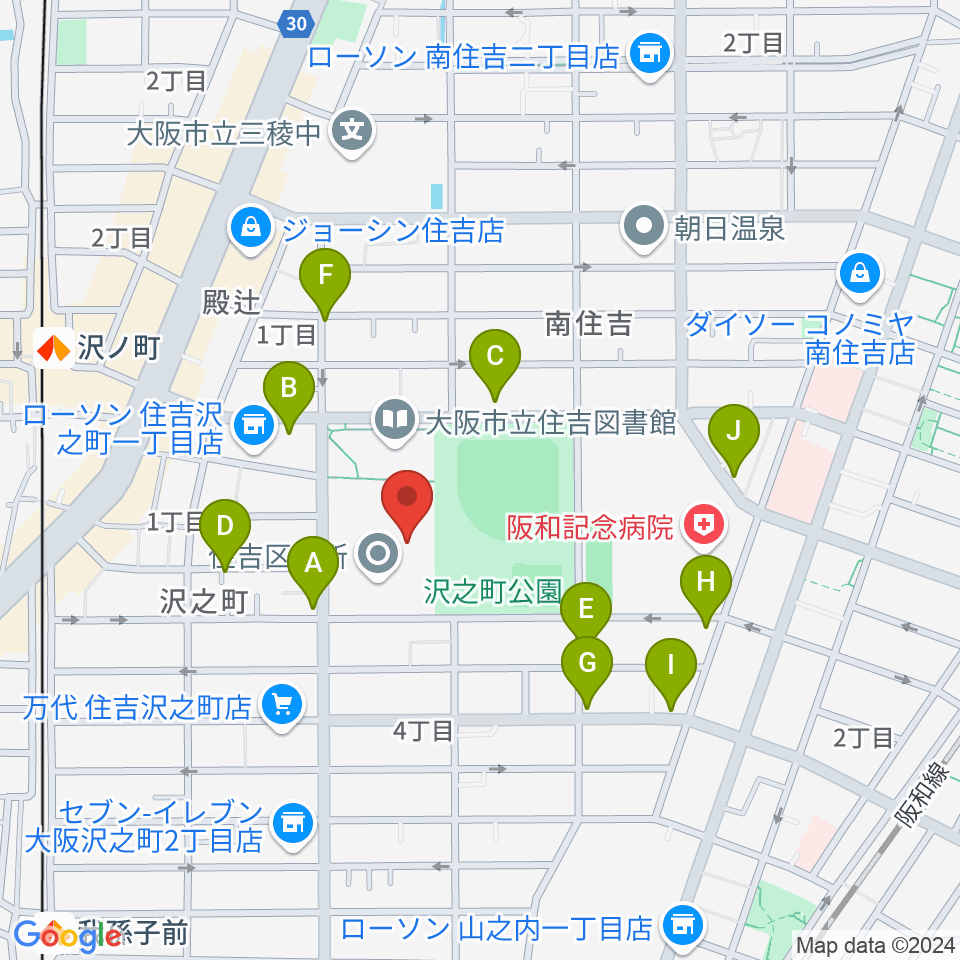 錦秀会 住吉区民センター周辺のカフェ一覧地図