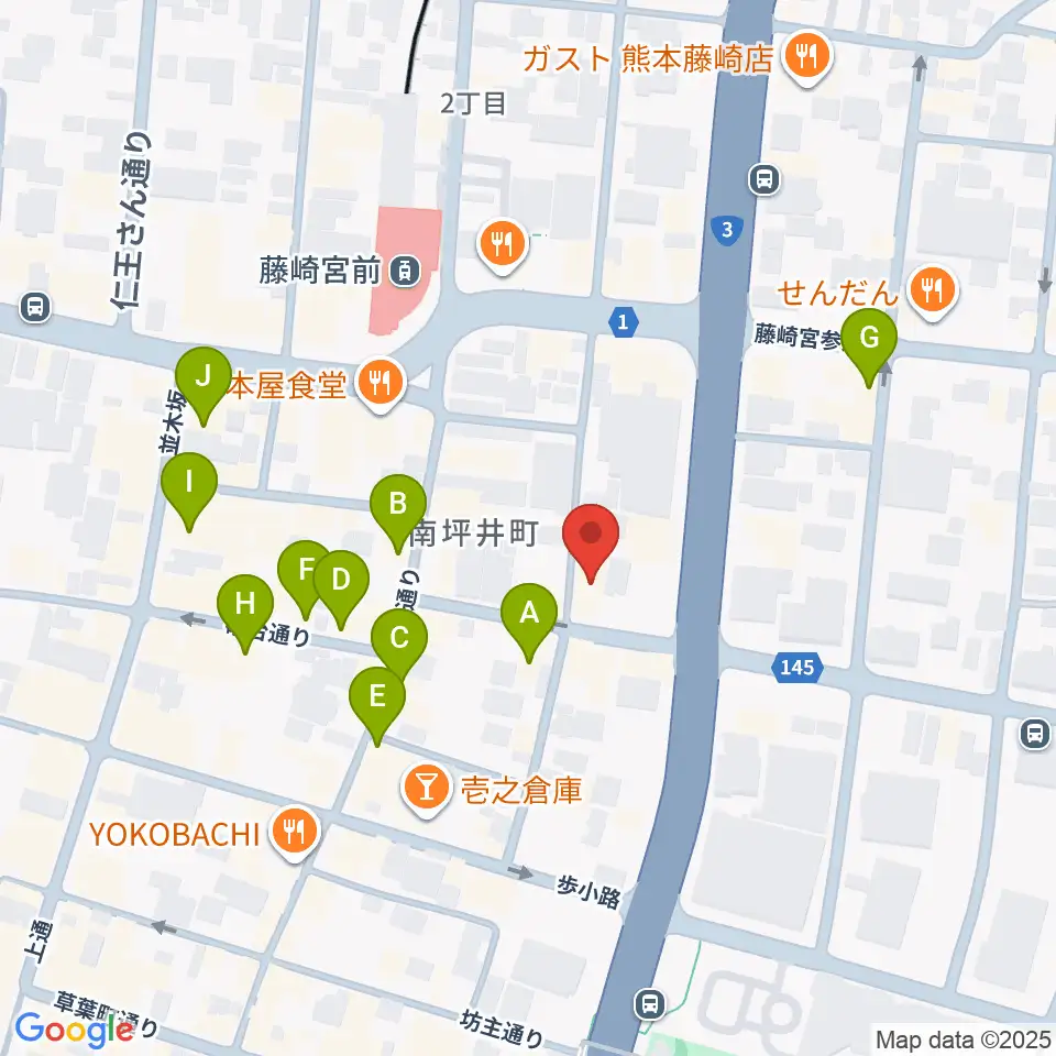 熊本NAVARO周辺のカフェ一覧地図