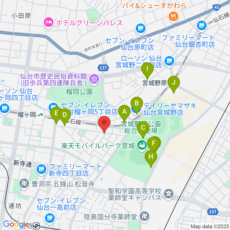 ギターハウスフレット周辺のカフェ一覧地図