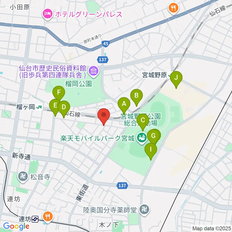 ギターハウスフレット周辺のカフェ一覧地図