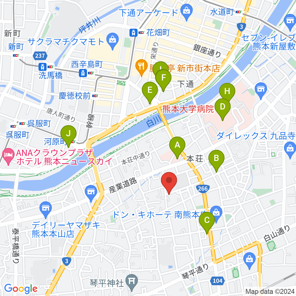 熊本サロンDOLCE周辺のカフェ一覧地図