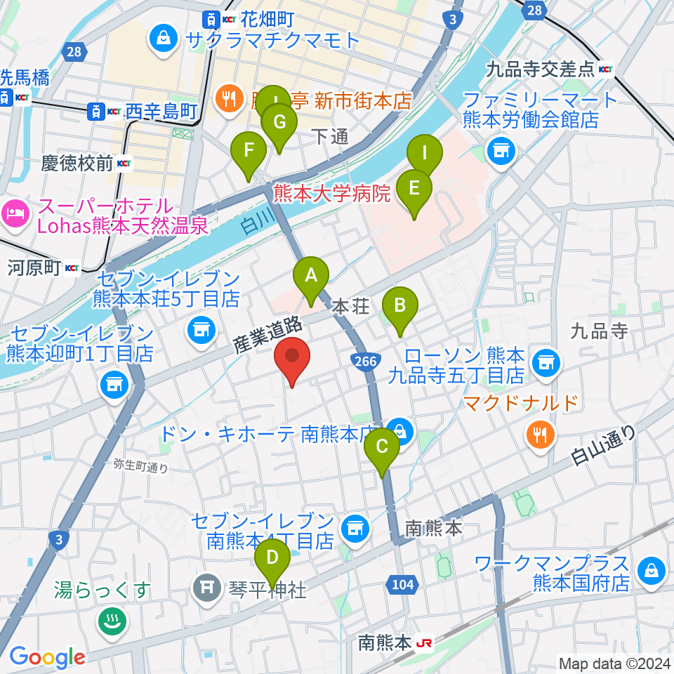 熊本サロンDOLCE周辺のカフェ一覧地図