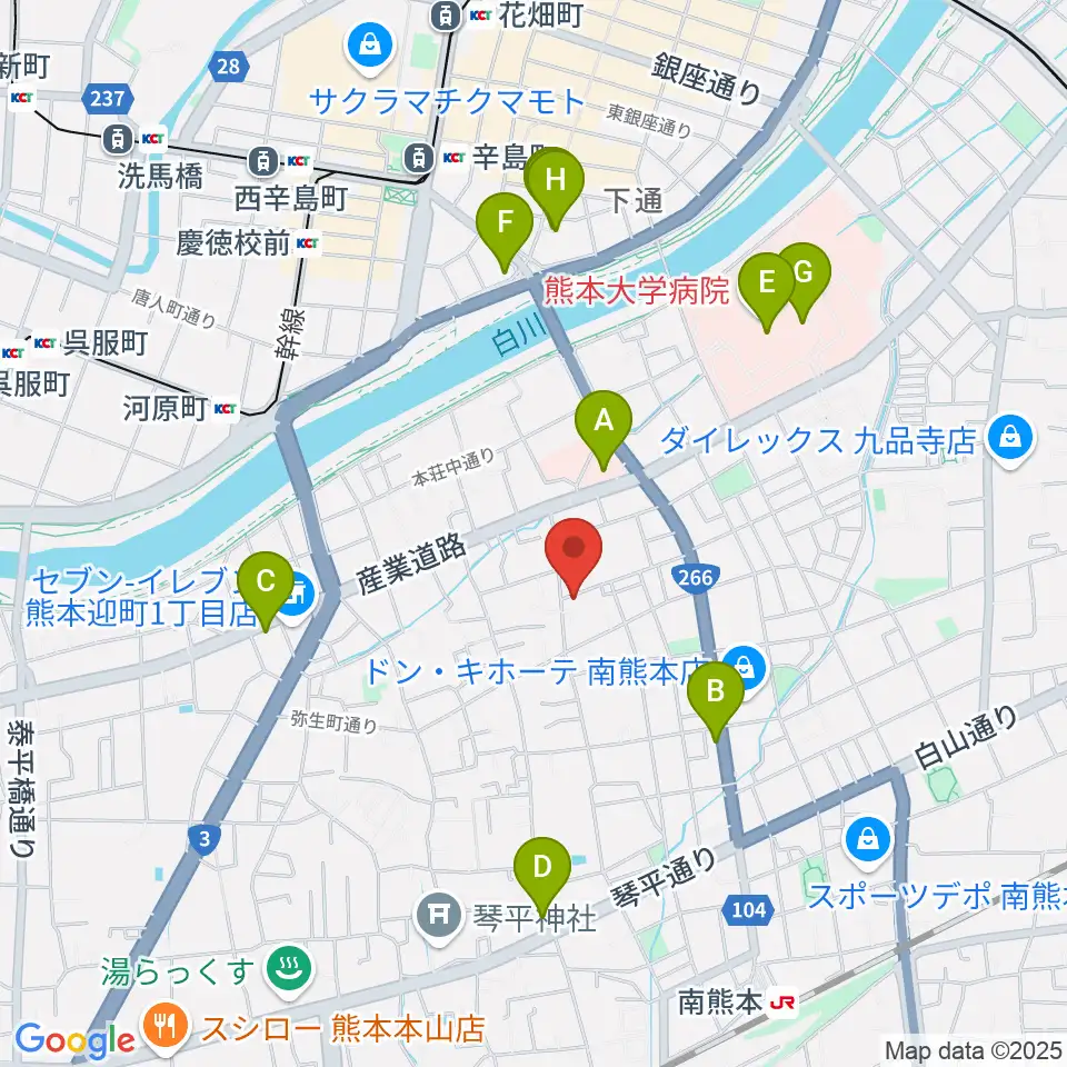 熊本サロンDOLCE周辺のカフェ一覧地図
