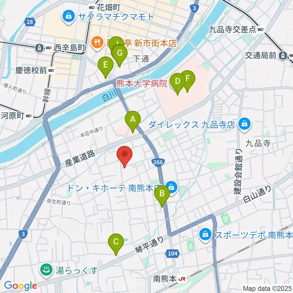 熊本サロンDOLCE周辺のカフェ一覧地図