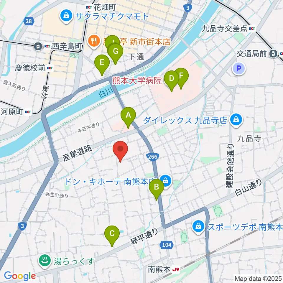 熊本サロンDOLCE周辺のカフェ一覧地図