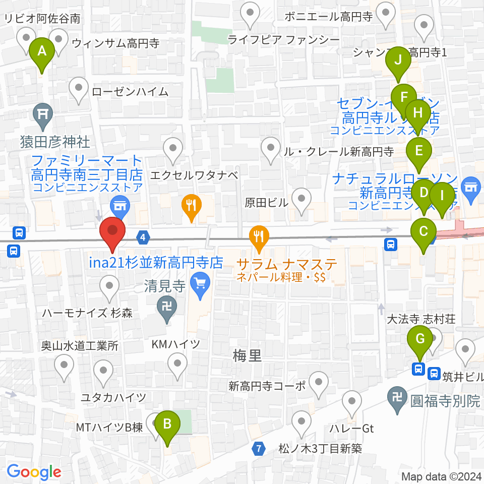 OTOlab周辺のカフェ一覧地図