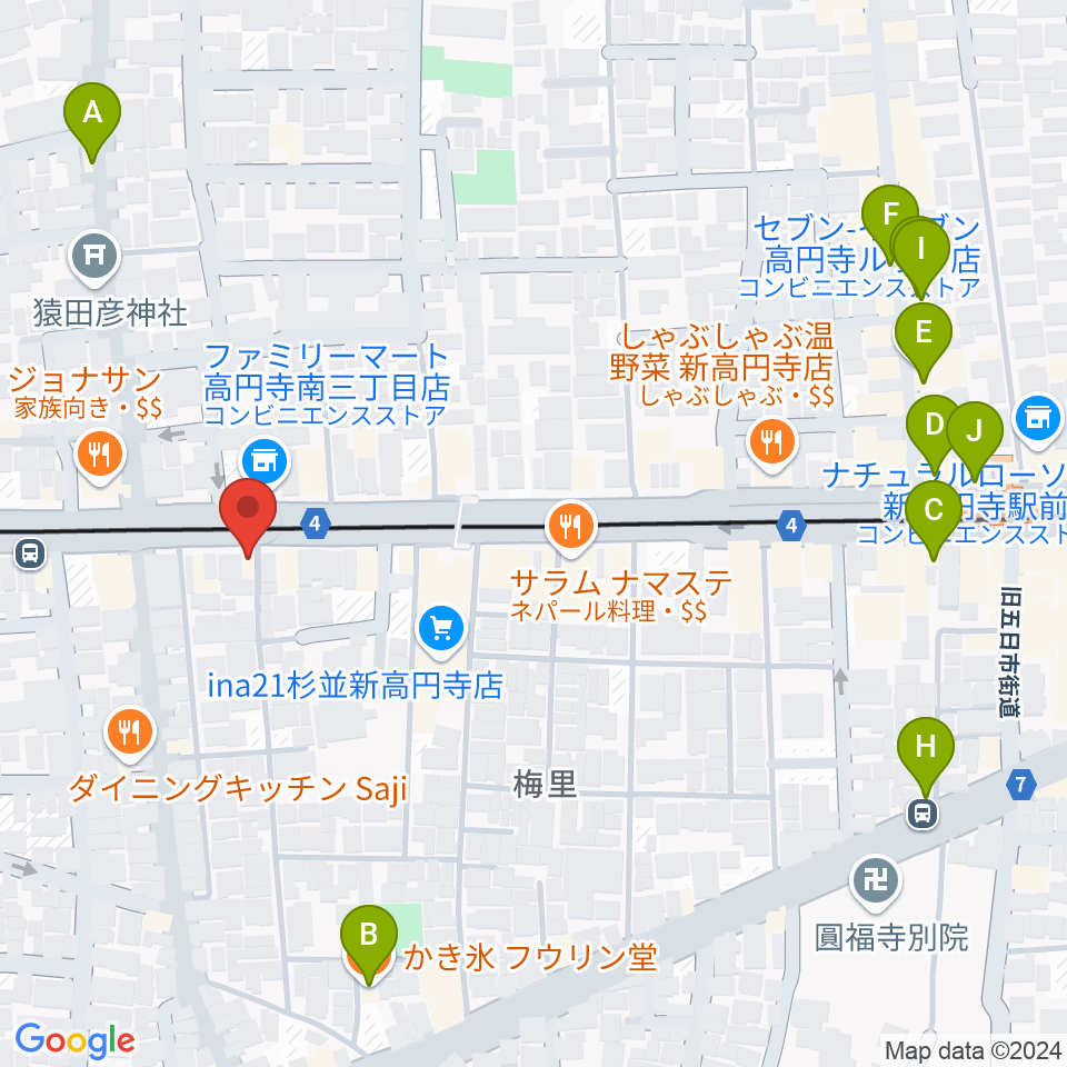 OTOlab周辺のカフェ一覧地図