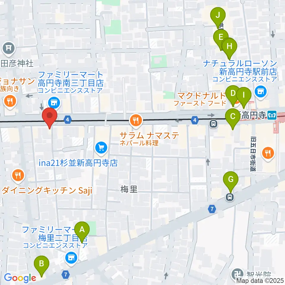 OTOlab周辺のカフェ一覧地図