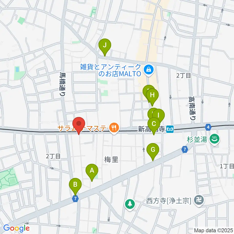 OTOlab周辺のカフェ一覧地図
