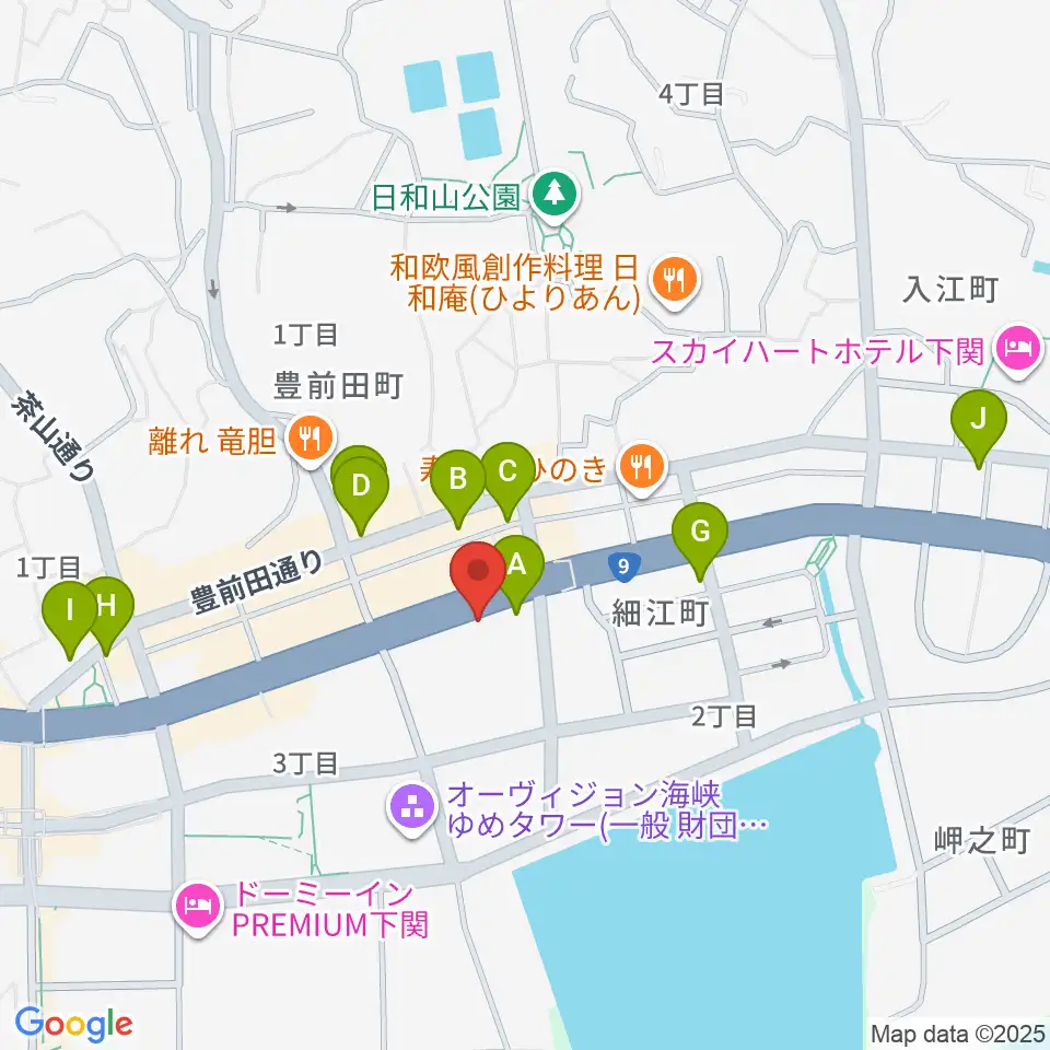 下関市生涯学習プラザ ドリームシップ周辺のカフェ一覧地図
