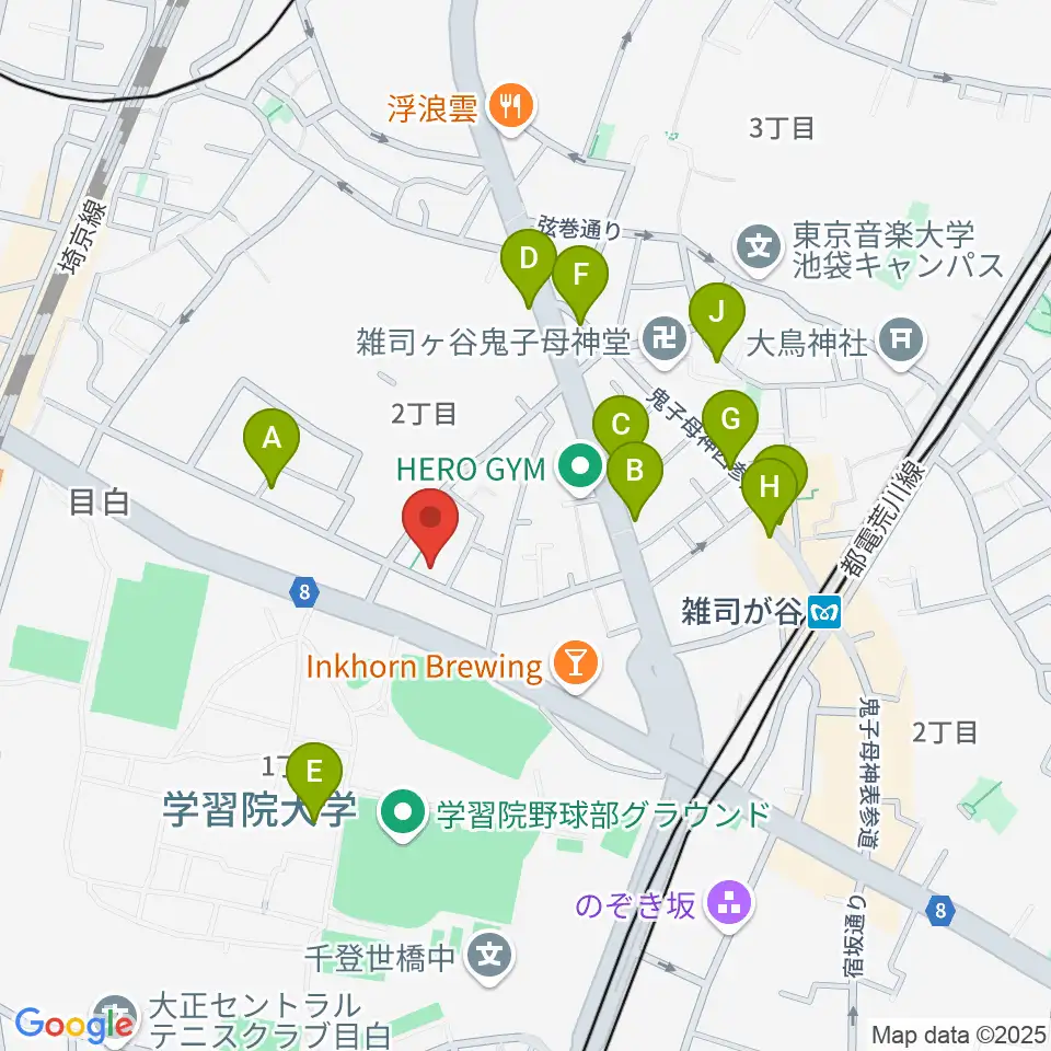 バードランド Birdland Guitars周辺のカフェ一覧地図