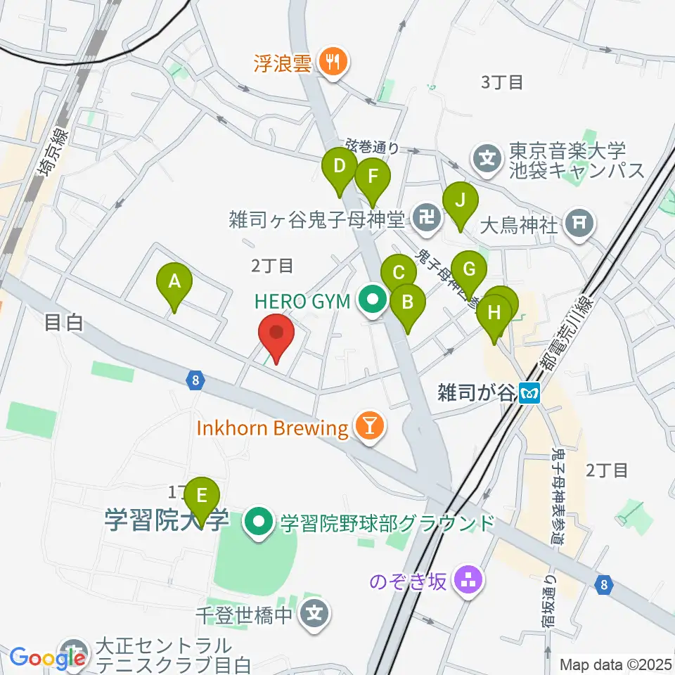 バードランド Birdland Guitars周辺のカフェ一覧地図