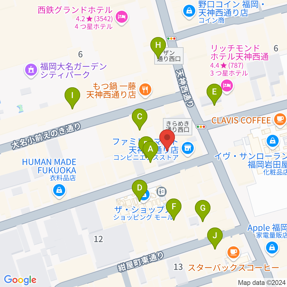 大名SQUARE GARDEN周辺のカフェ一覧地図