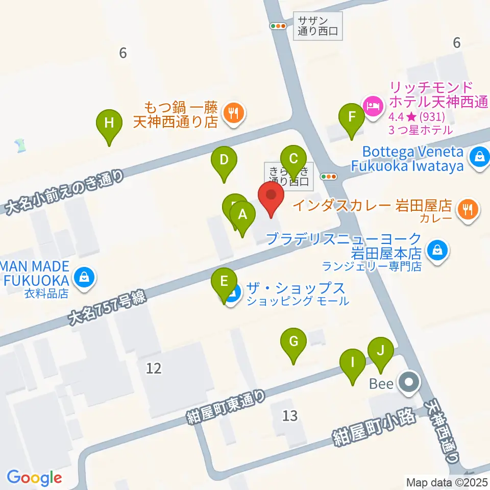 大名SQUARE GARDEN周辺のカフェ一覧地図