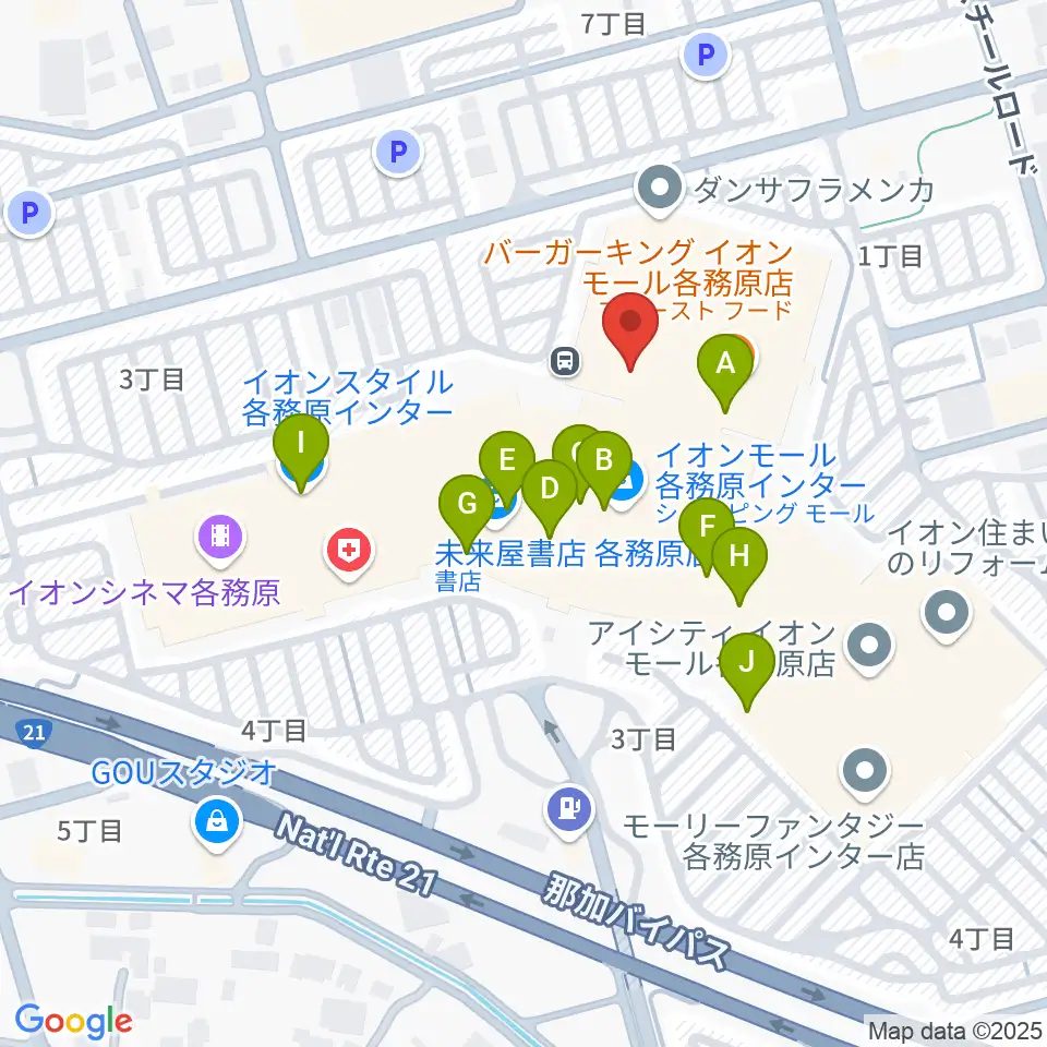 ロッキン岐阜店周辺のカフェ一覧地図