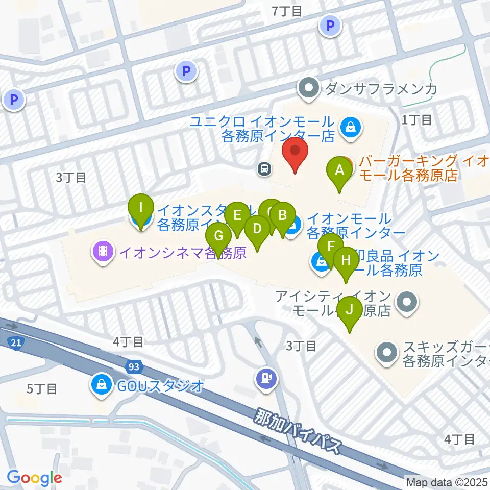 ロッキン岐阜店周辺のカフェ一覧地図