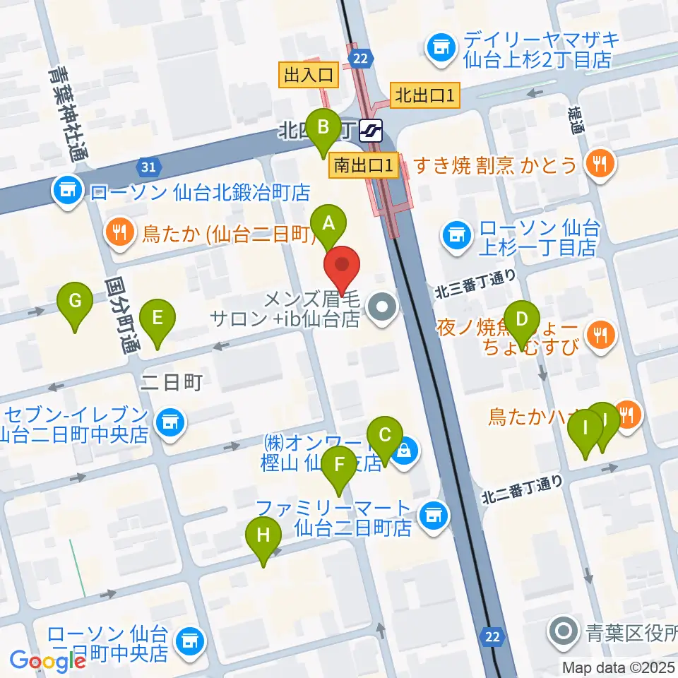 松尾弦楽器 仙台店周辺のカフェ一覧地図