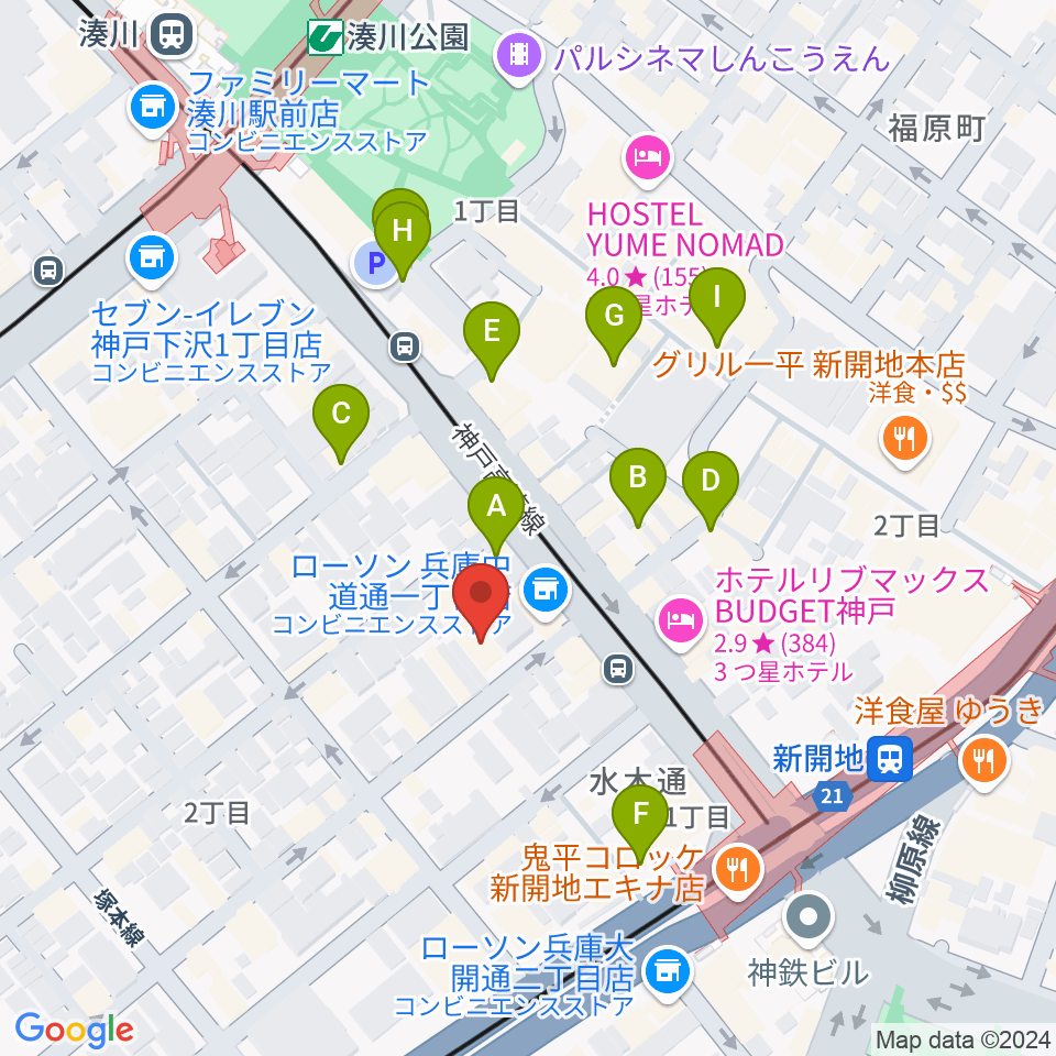 ダイヤ通音楽ホール周辺のカフェ一覧地図