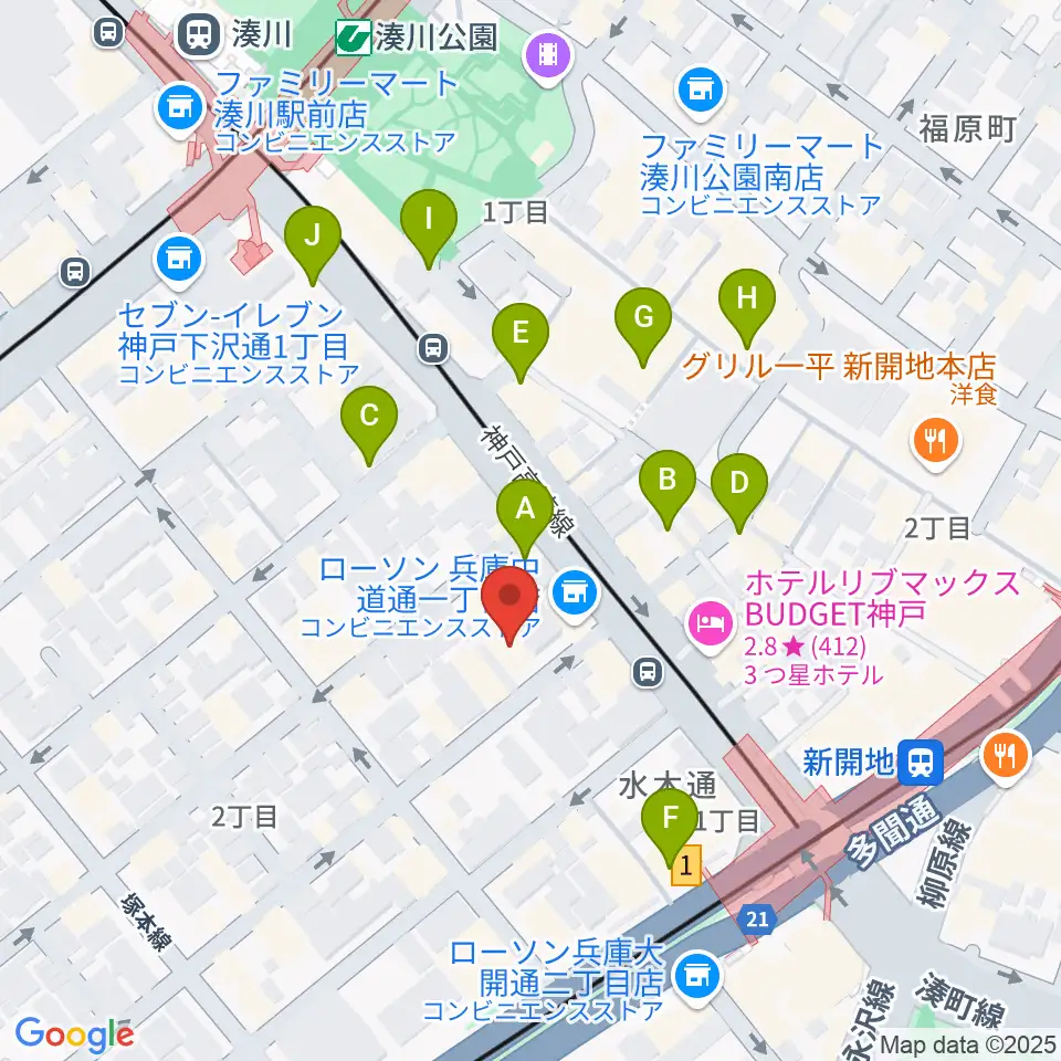 ダイヤ通音楽ホール周辺のカフェ一覧地図