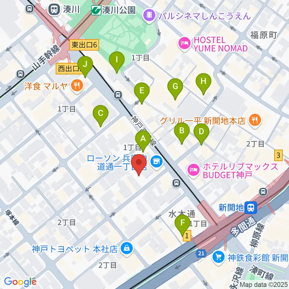 ダイヤ通音楽ホール周辺のカフェ一覧地図