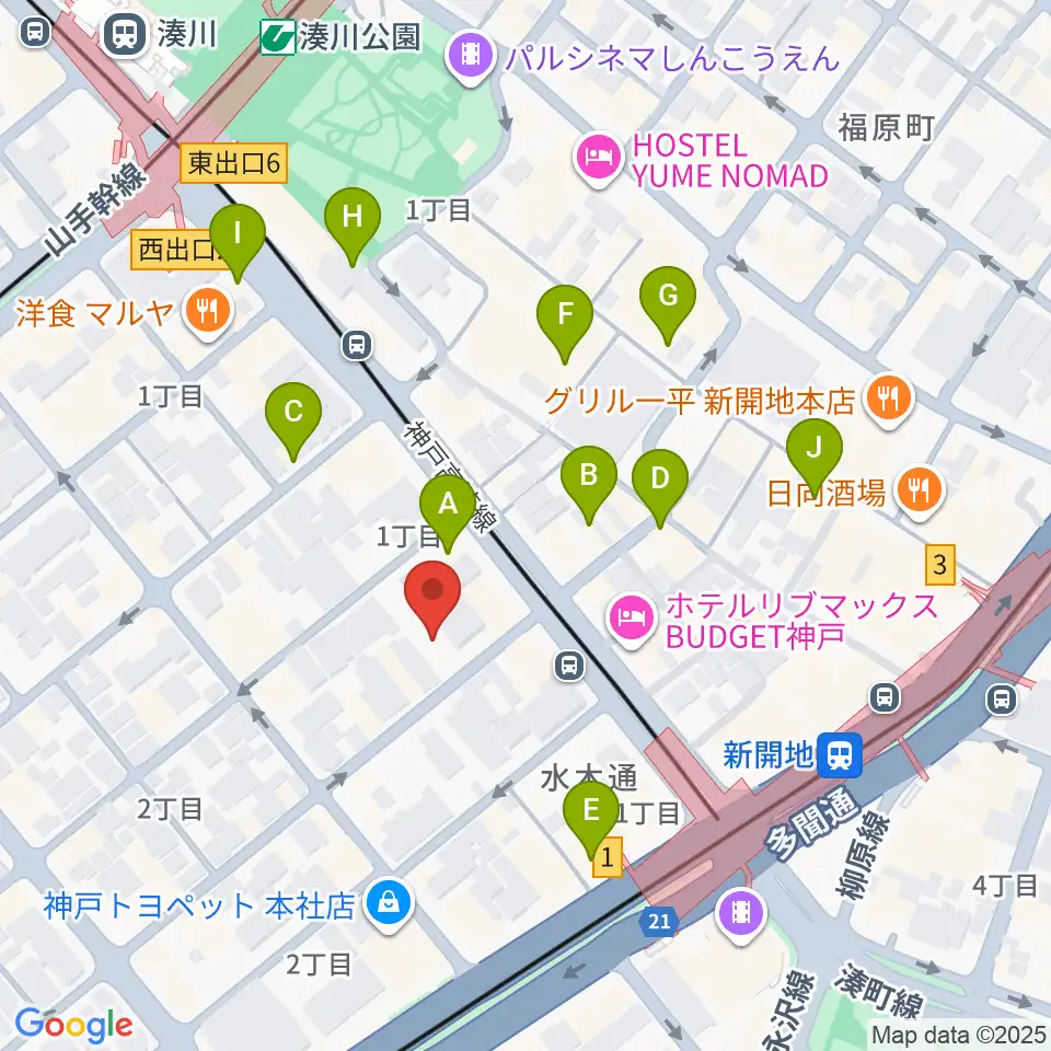 ダイヤ通音楽ホール周辺のカフェ一覧地図