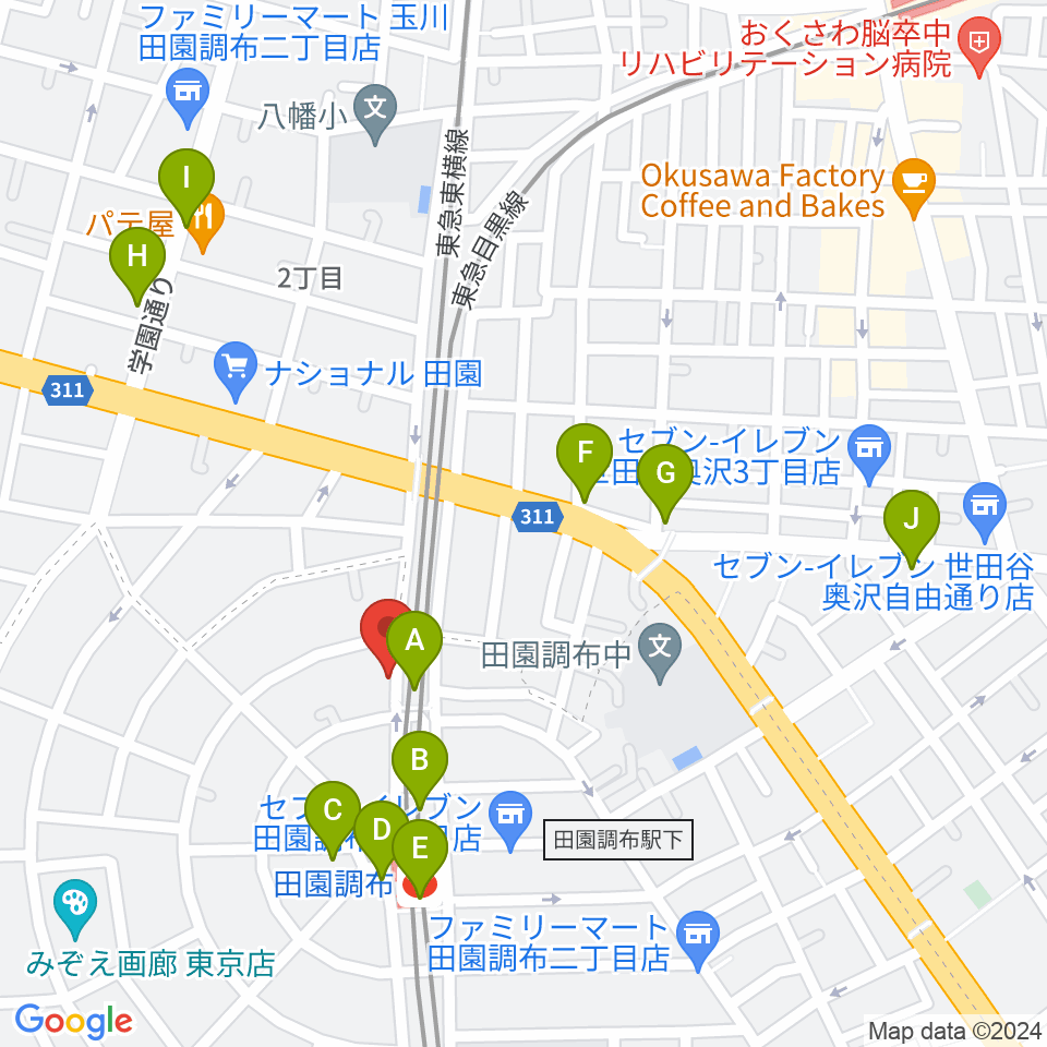 ピアノ調律センター サロン・ド・ウツノミヤ周辺のカフェ一覧地図