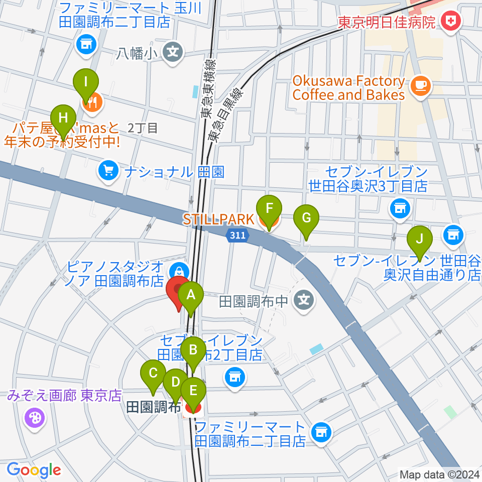 ピアノ調律センター サロン・ド・ウツノミヤ周辺のカフェ一覧地図