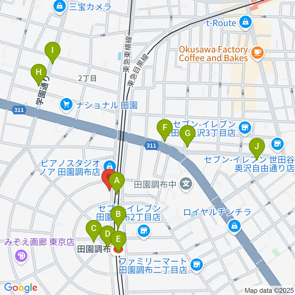 ピアノ調律センター サロン・ド・ウツノミヤ周辺のカフェ一覧地図