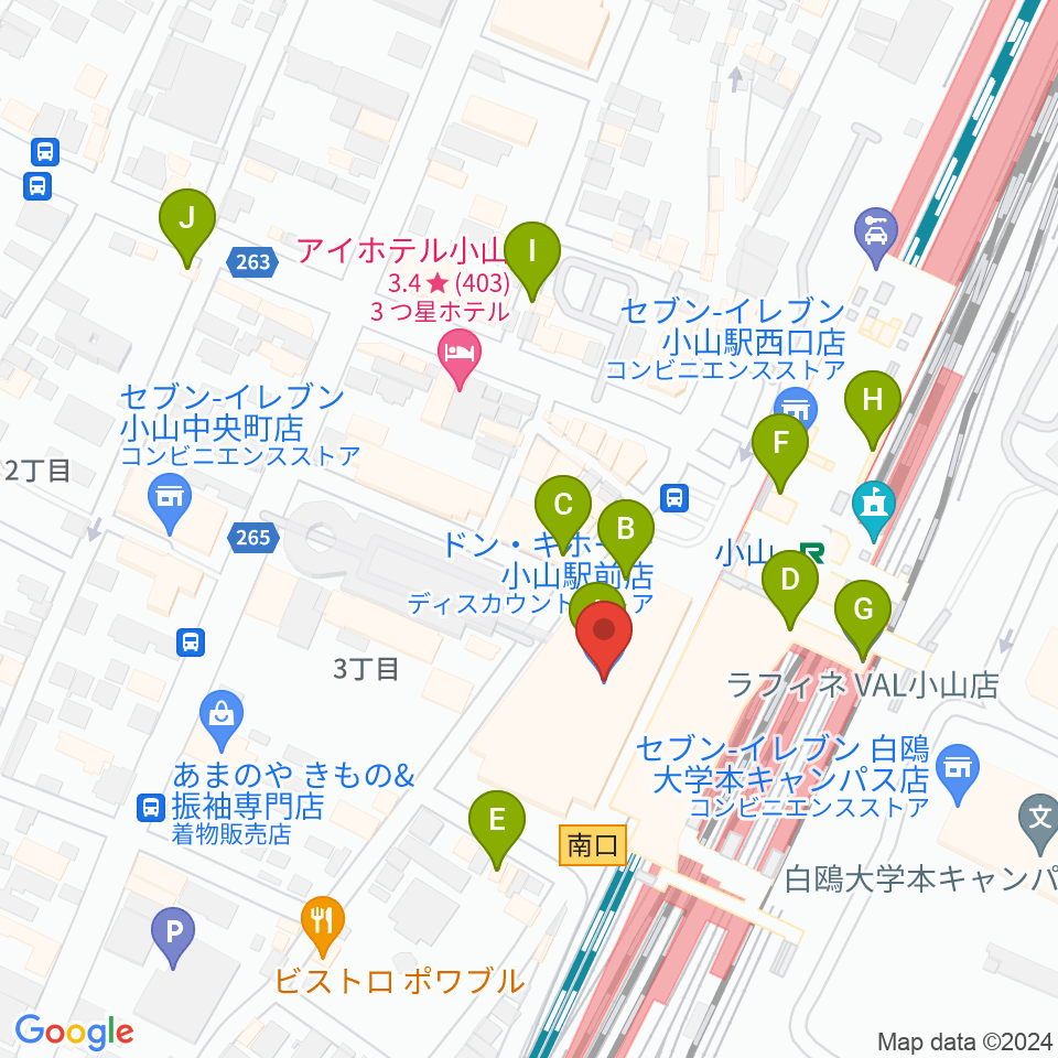 小山市立生涯学習センター周辺のカフェ一覧地図