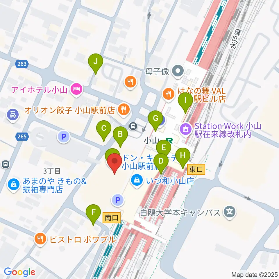 小山市立生涯学習センター周辺のカフェ一覧地図