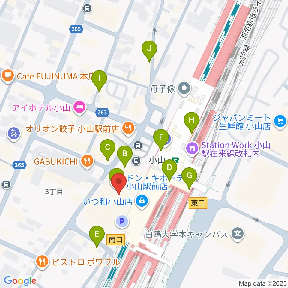小山市立生涯学習センター周辺のカフェ一覧地図