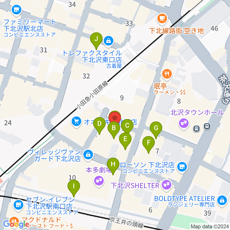 下北沢APOLLO周辺のカフェ一覧地図