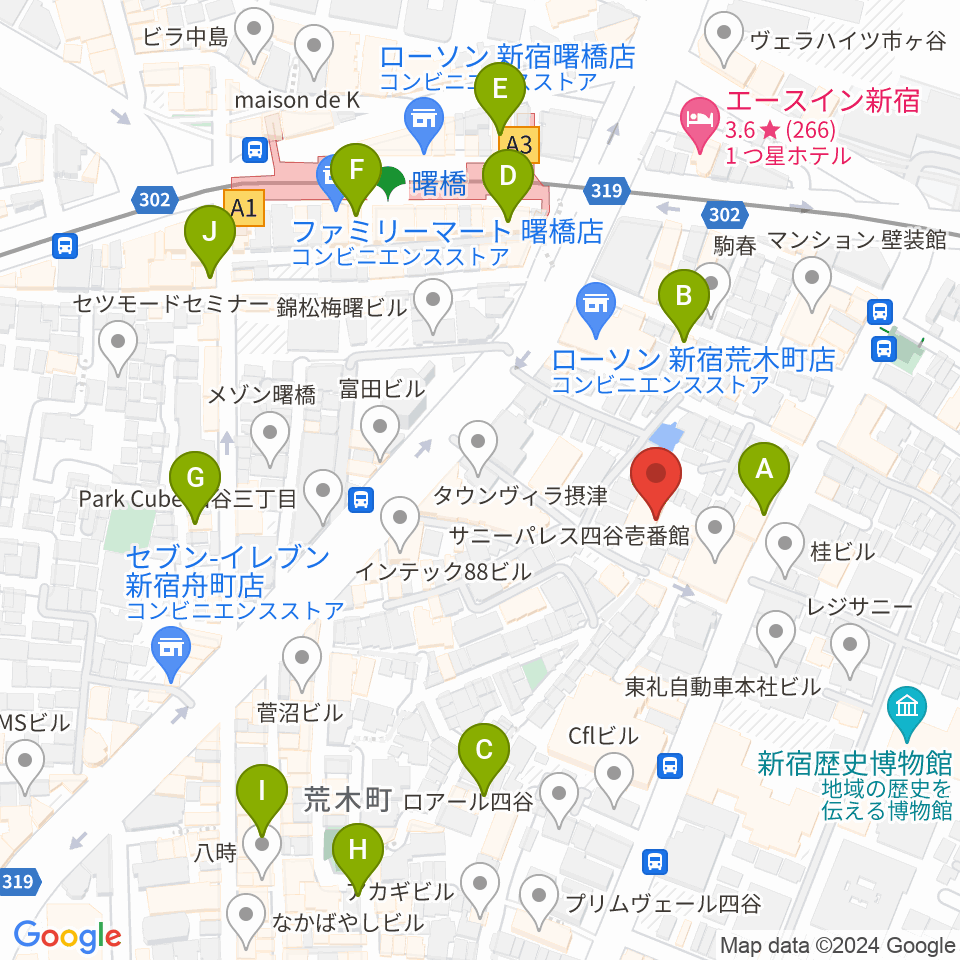 四谷ボビーズ周辺のカフェ一覧地図