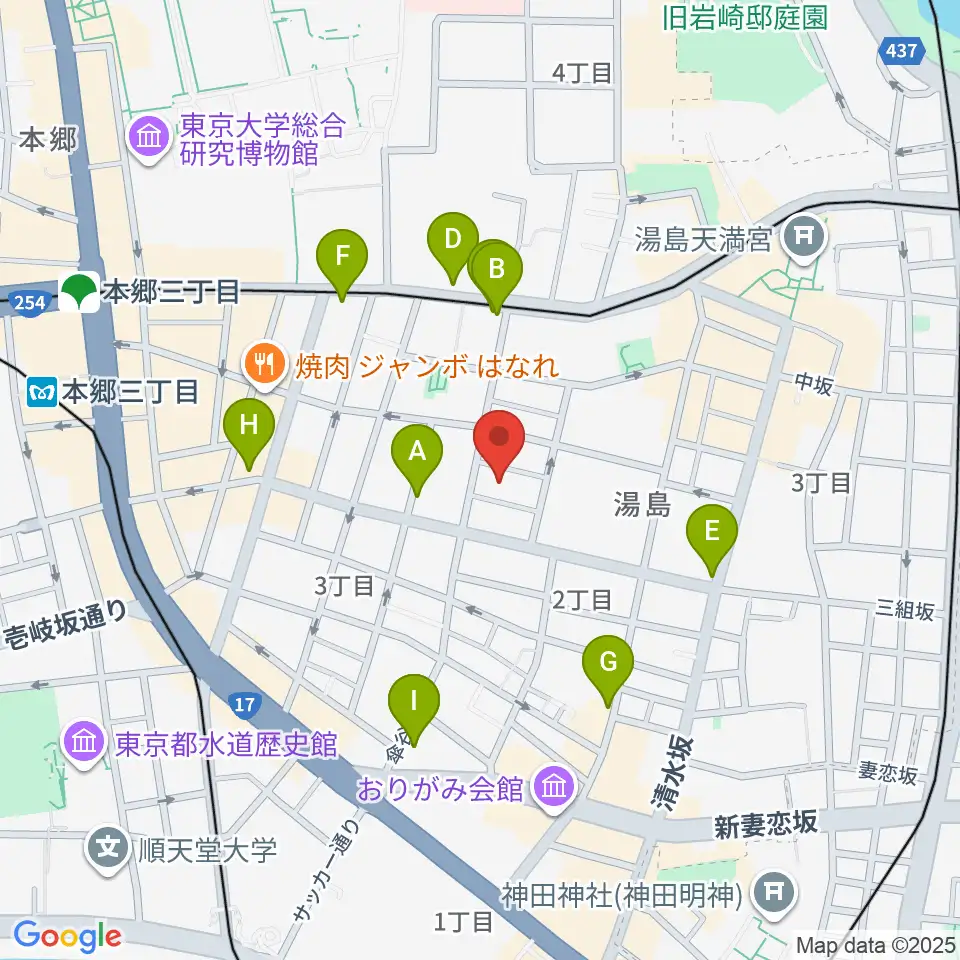 アムリタ・カスタム・ギターズ周辺のカフェ一覧地図