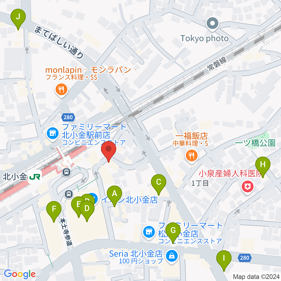 北小金Throbber周辺のカフェ一覧地図