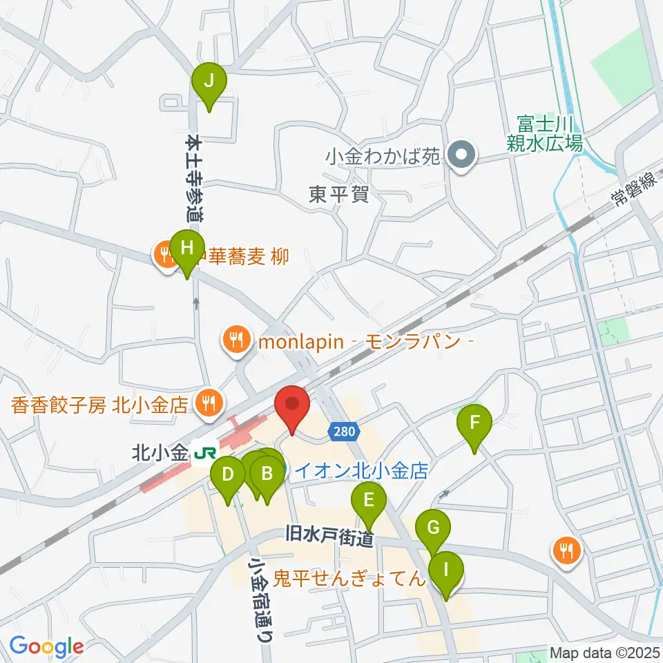 北小金Throbber周辺のカフェ一覧地図