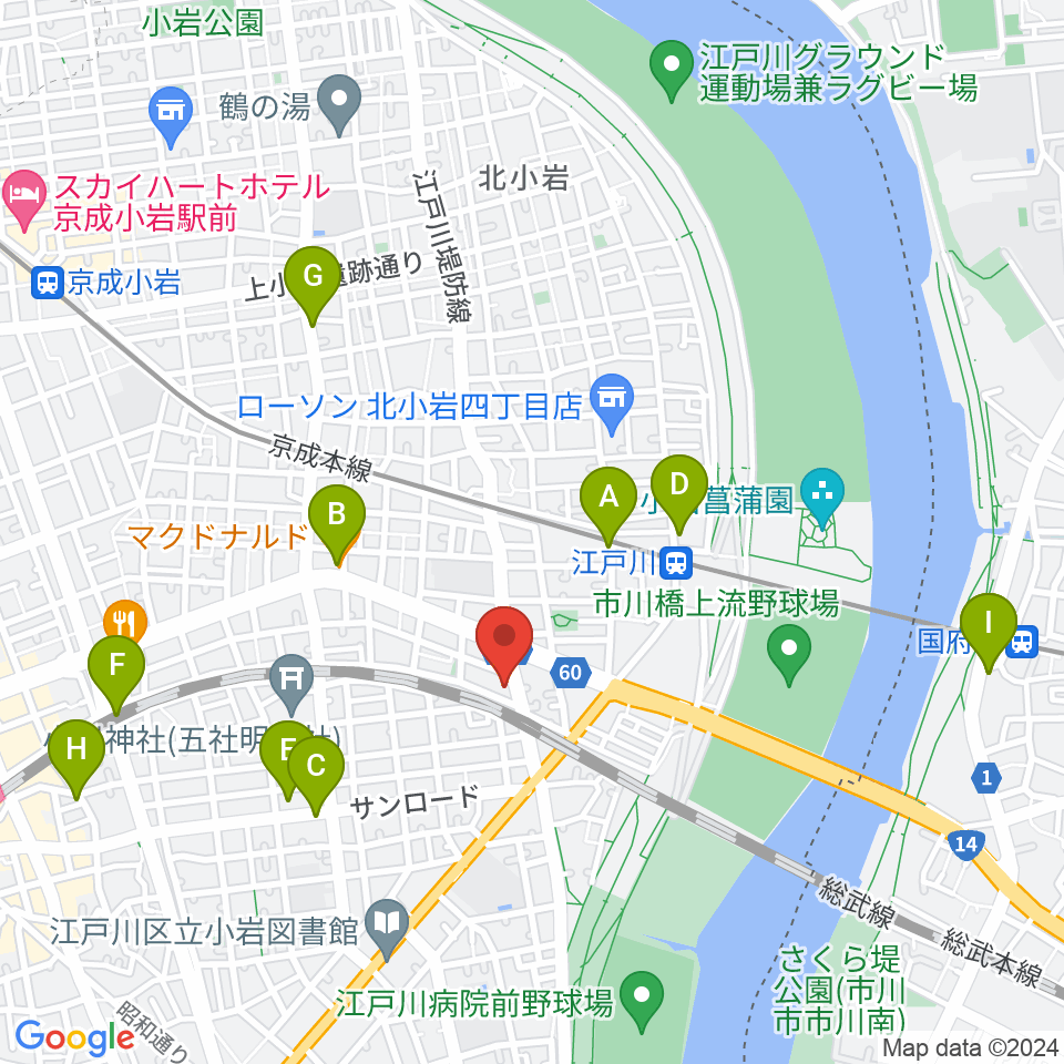 小岩アーバンプラザ周辺のカフェ一覧地図