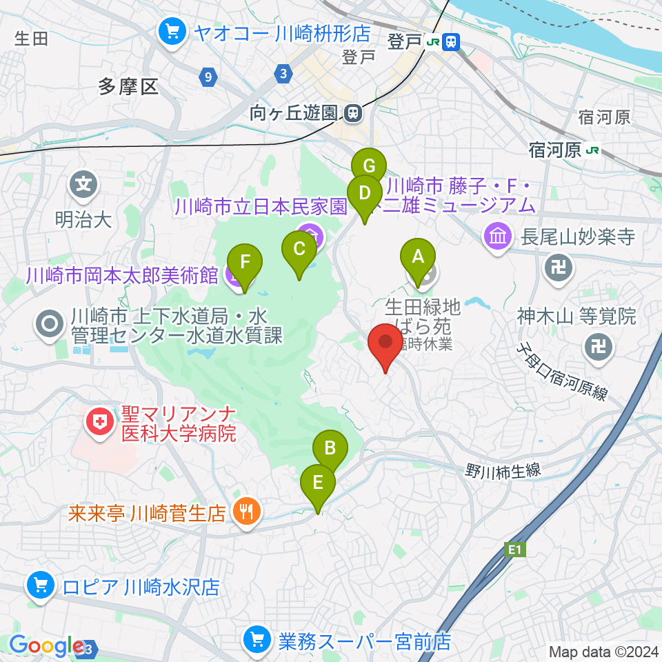 福田弦楽弓製作所周辺のカフェ一覧地図